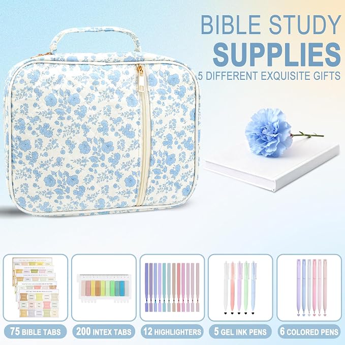 Ba-bible cover case with highlighters pens tabs