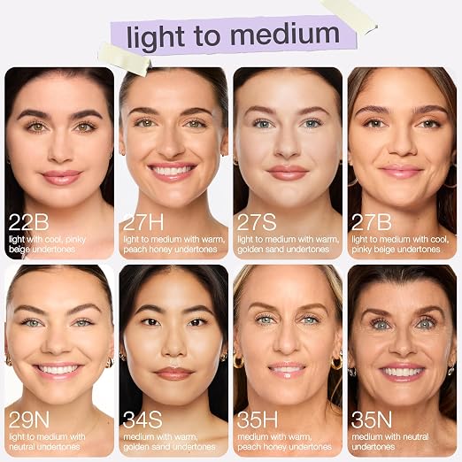 27H light-medium honey (light to medium skin with warm, peach undertones )