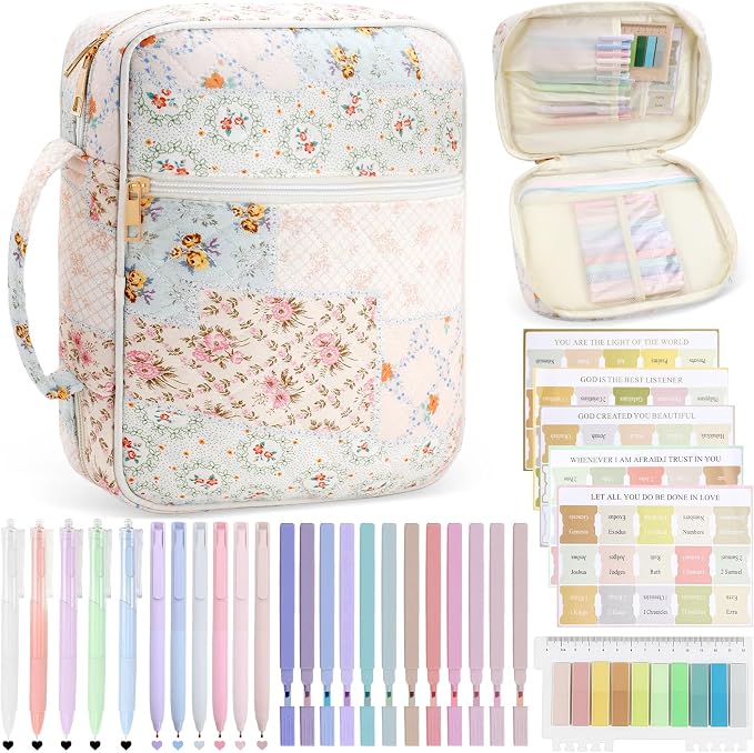 Bc-bible cover case with highlighters pens tabs