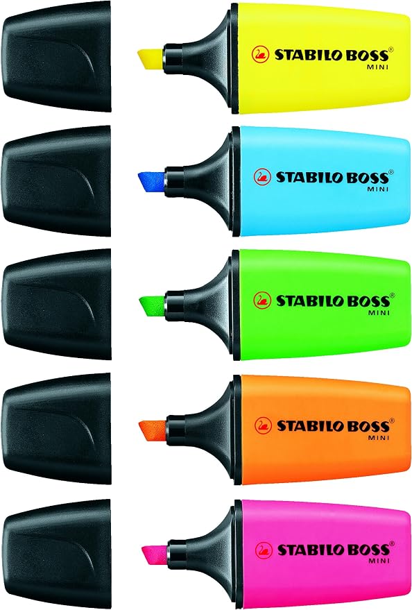 Yellow, Orange, Pink, Green, and Blue