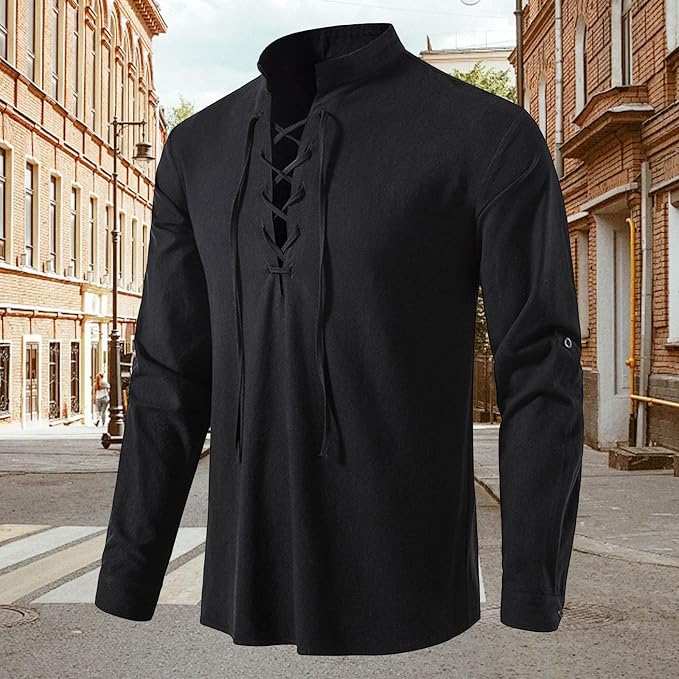 Mens Retro Viking Henley Shirt 07