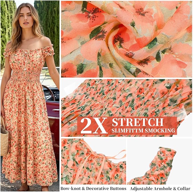 Orange Green Floral