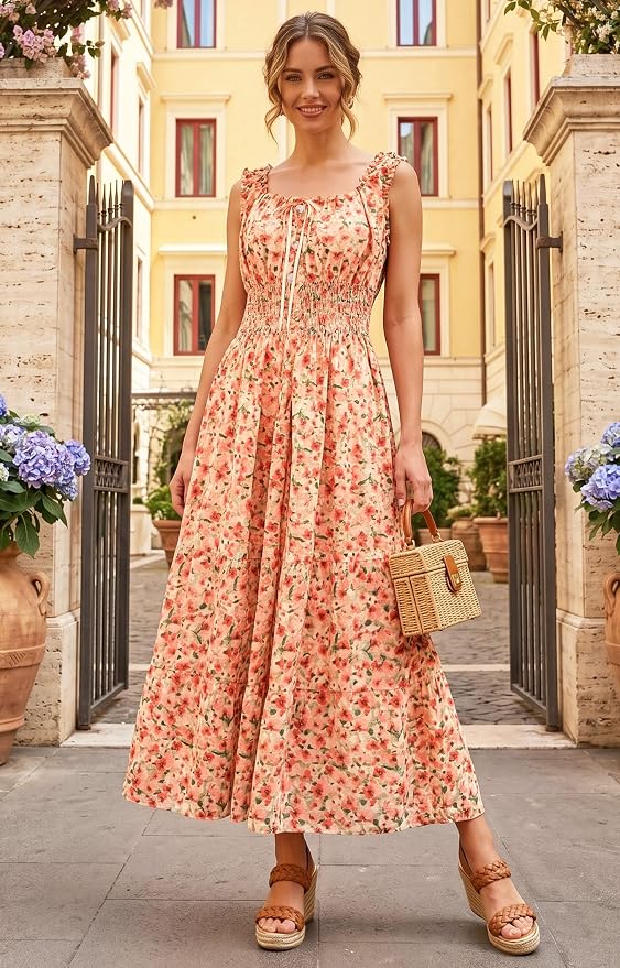 Orange Green Floral